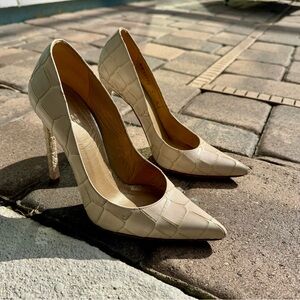 Stuart Weitzman Queen Croc Heels